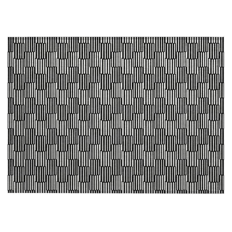 Machine Washable Indoor/ Outdoor Chantille Stripe Blocks Rug