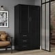 preview thumbnail 25 of 32, Palace Imports 100% Solid Wood Metro Wardrobe Armoire with Solid Wood or Mirrored Doors Black-Raised Panel