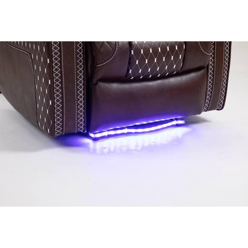 Leather Zero‑Gravity Recliner Chair with Infinite Position, LED & Cup Holders