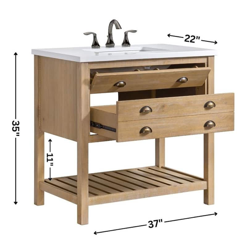 Monterey 37" Farmhouse Single Bathroom Vanity with Top