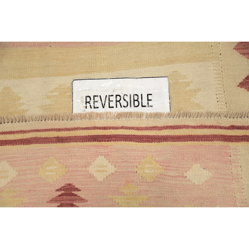 Hand Woven Oriental 100% Wool Carpet Southwestern Tribal Pink Kilim Area Rug - 5' 5'' X 3' 1''