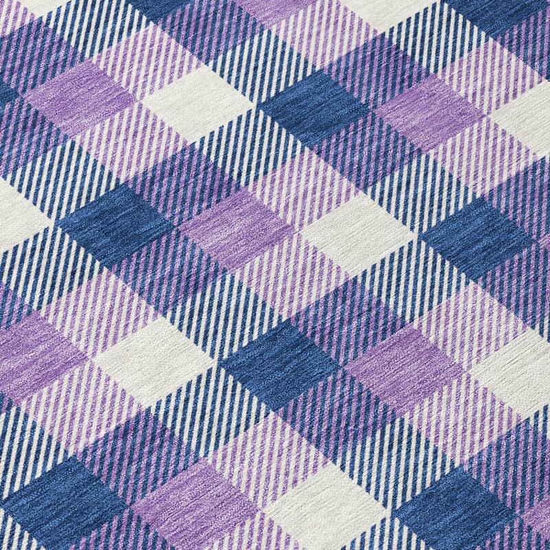 Machine Washable Indoor/ Outdoor Plaid Chantille Rug