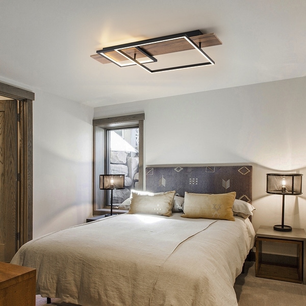 Integrated LED Rectangle Wood Semi Flush Mount Ceiling Light for Hallway Foyer On Sale Bed Bath Beyond 38102981