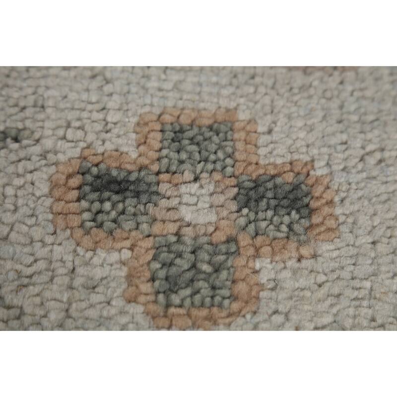 Geometric Heriz Serapi Indian Area Rug Handmade Grey Wool Carpet - 8'11" x 11'10"