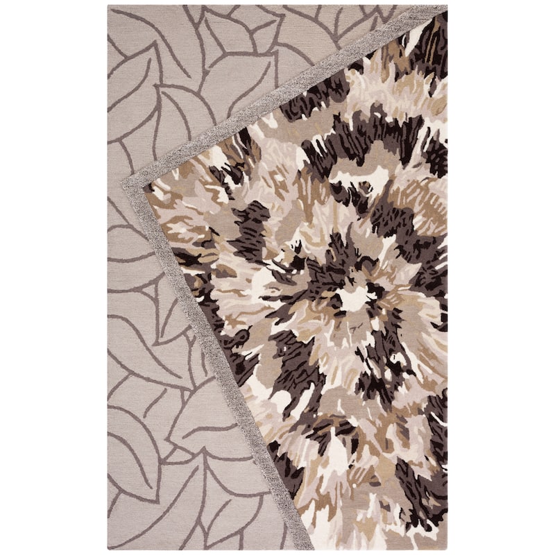 SAFAVIEH Handmade Fifth Avenue Hitje Modern New Zealand Wool - 5' x 5' Square - Beige/Brown - Square