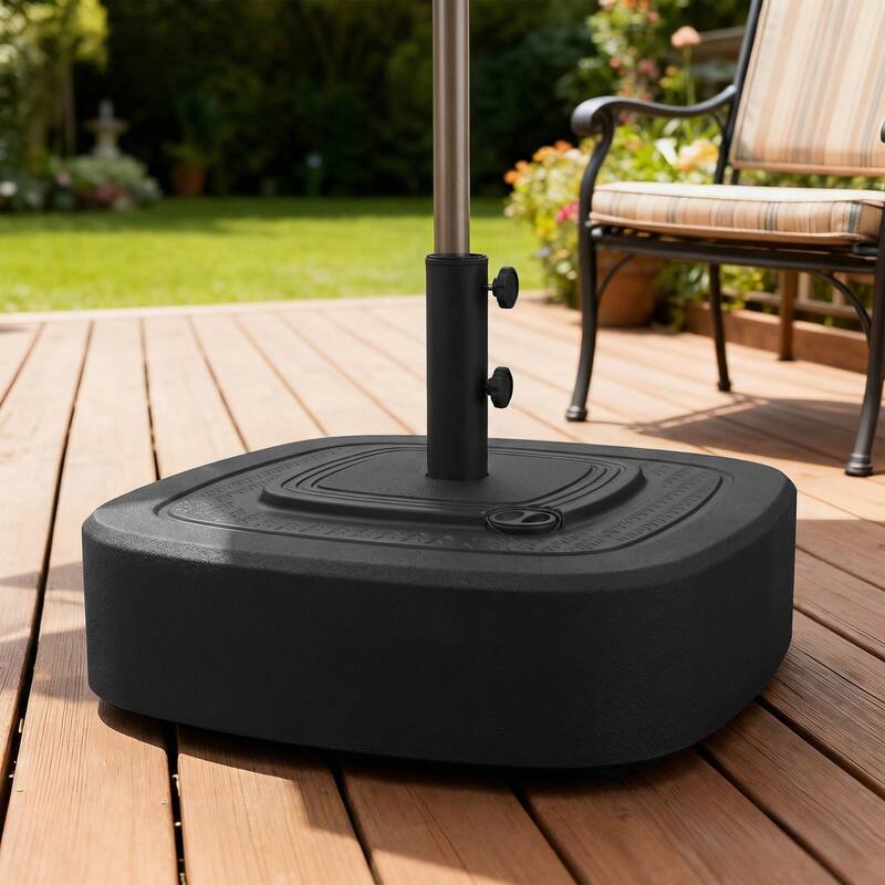 Outsunny Patio Umbrella Base with Wheels, Umbrella Stand with 110 lbs. Sand or 86 lbs. Water Filled - Black