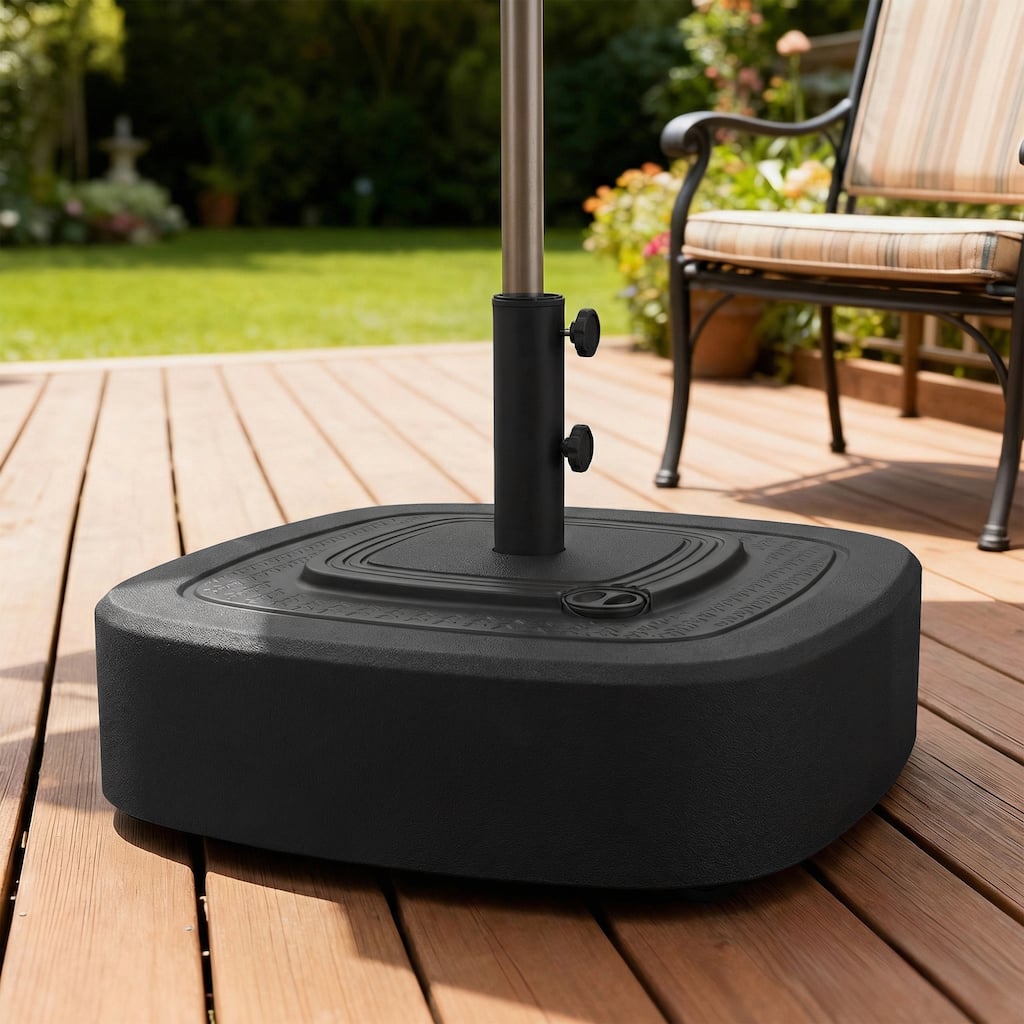 Outsunny Patio Umbrella Base with Wheels, Umbrella Stand with 110 lbs. Sand or 86 lbs. Water Filled