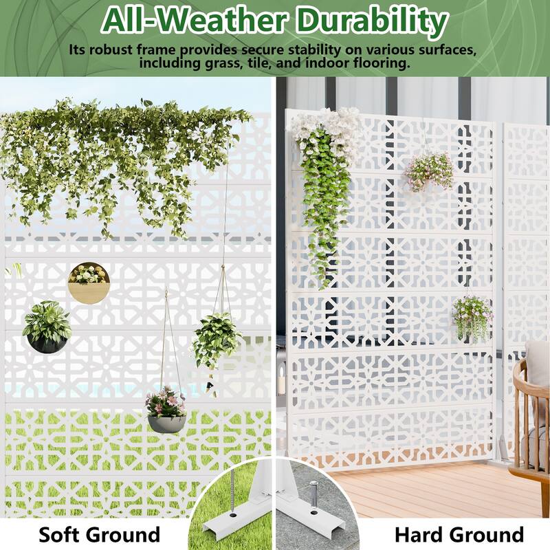 Rectangle Outdoor Privacy Screens Metal Screen Fence Panel Set of 2