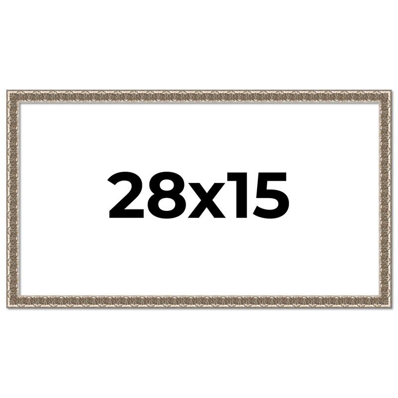 28x15 Frame Silver Versailles Ornate Solid Wood Picture Frame | 1 Inch