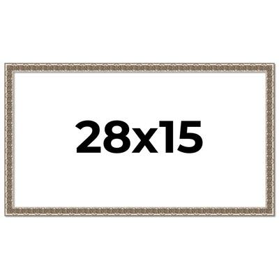 28x15 Frame Silver Versailles Ornate Solid Wood Picture Frame | 1 Inch