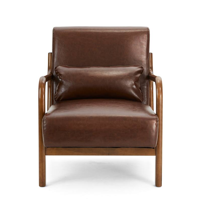 Glitzhome Set of 2 30.75"H Mid-Century Modern PU Leather Accent Chairs - 25.75"W x 33.75"D x 30.75"H