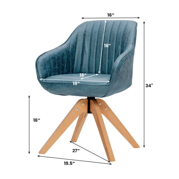 Modern Leathaire Set of 2 Swivel Accent Chair with Beech Wood Legs - 33.5 x 27 x 27 inch (L x W x H)