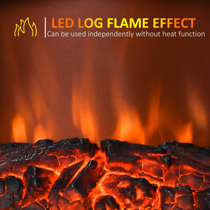 HOMCOM 22" Electric Fireplace Stove, Freestanding Fireplace Heater with Realistic LED Flame, Adjustable Temperature, Black