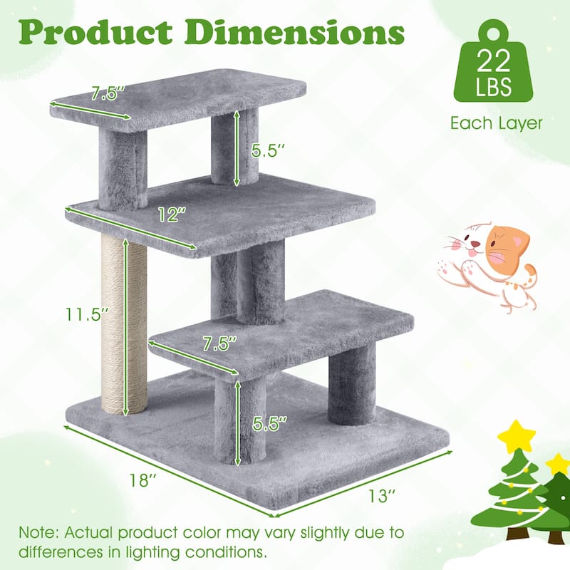 Gymax 2-in-1 Cat Tree Tower Pet Steps w/ Scratching Posts Hanging Toy