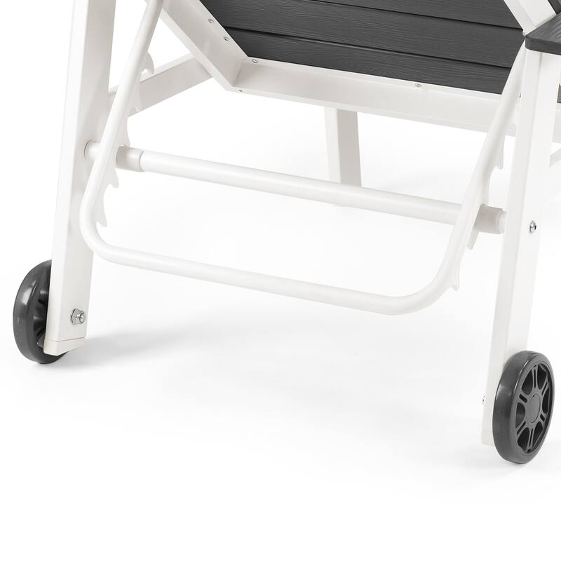 Patio HDPE Backrest Set of 4 Chaise Lounge Chair with Aluminum Frame, Adjustable Backrest and Wheels