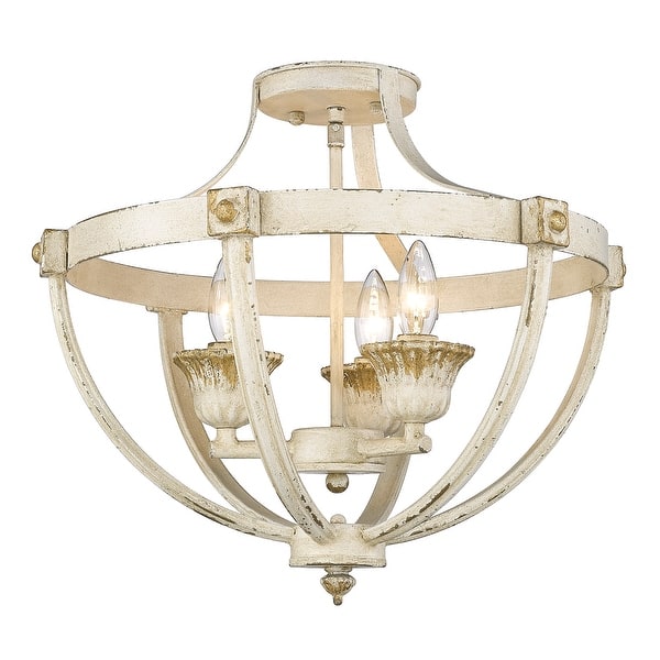 slide 2 of 4, Golden Lighting Jules 3-light Semi-Flush Mount in Antique Ivory