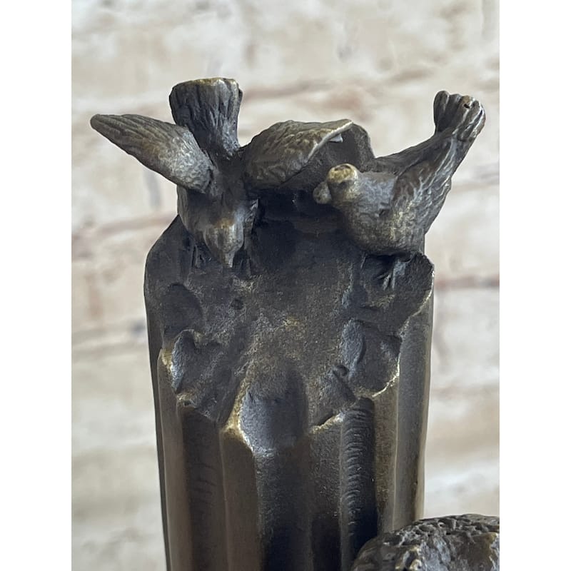 Two Young Girls W/ Book Column Bronze Statue Sculpture Moreau Decor 14 Inches X 8 Inches