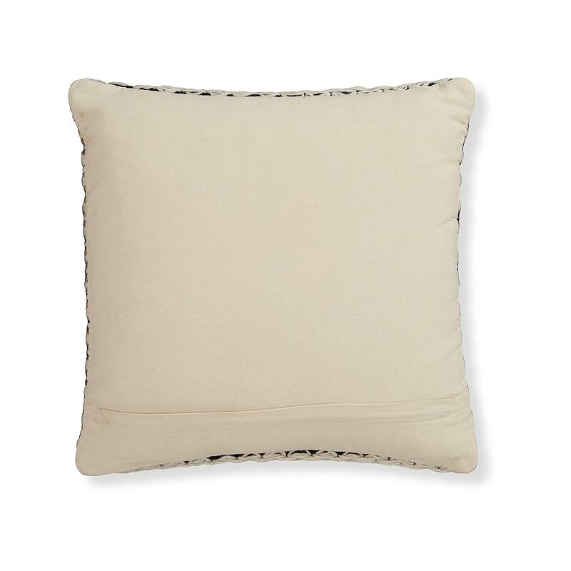 Throw Pillow Set of 4, 20 Inch, Cotton, Woven Striped Design, Beige, Black