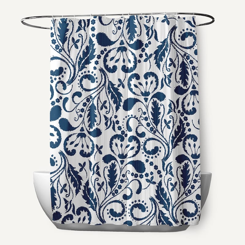 Aurora Floral Print Shower Curtain - Blue