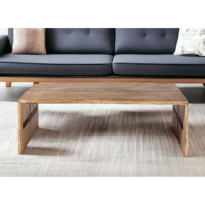 HomeRoots 48" Brown Solid Wood Coffee Table - 25