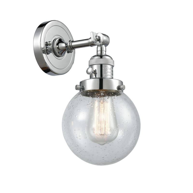 Innovations Lighting Beacon Single Light 12" Tall Bathroom Sconce with - Polished Chrome / Seedy