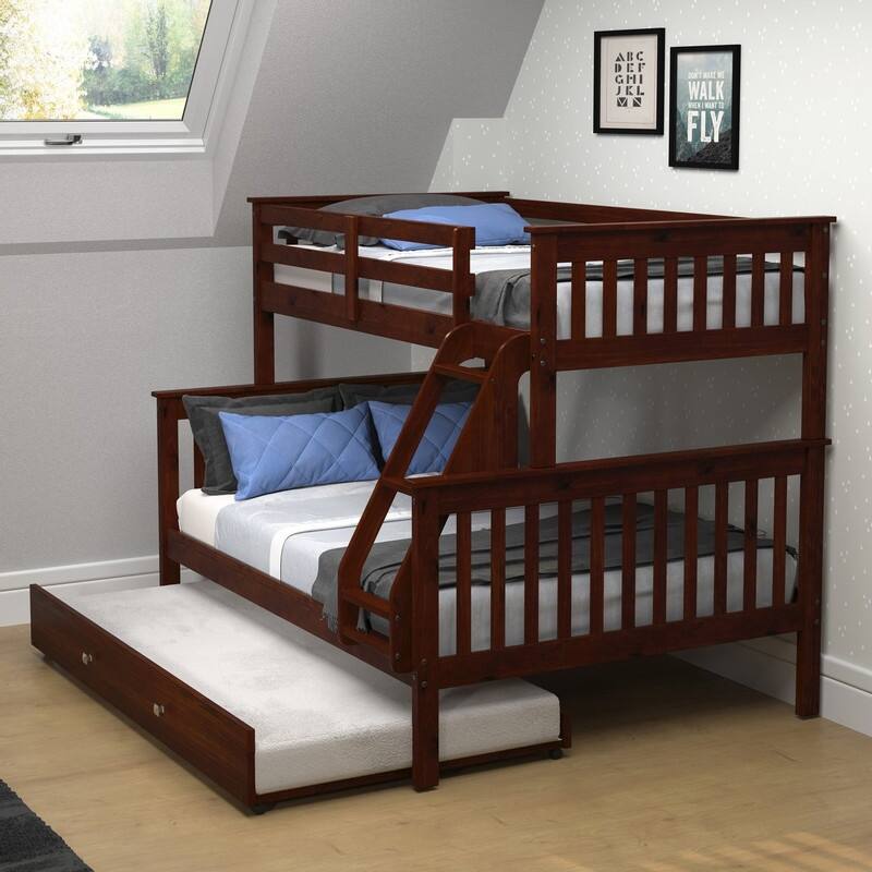 Cappuccino Twin over Full Mission Bunk Bed with Storage Drawers Or Trundle