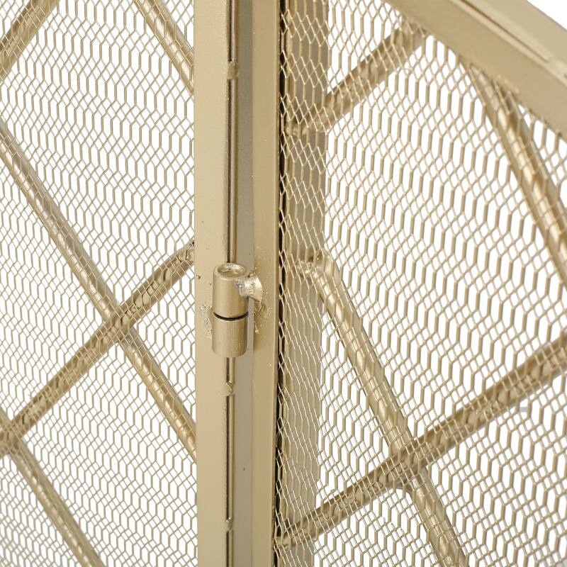 Roomfitters Modern Geometric Fireplace Screen, Single-Panel Design with Stylish Circle Patterns and Durable Mesh