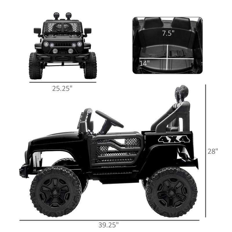 Electric Battery-Powered 12V Kids Ride On Truck with Parent Remote Control, Shock Absorbers, LED Lights, and Smooth Suspension