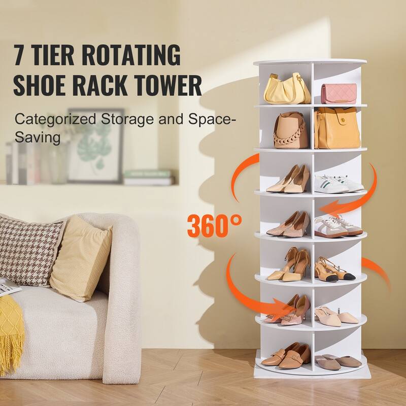 Rotating Shoe Rack Tower 360 Spinning Organizer for Closet or Entryway
