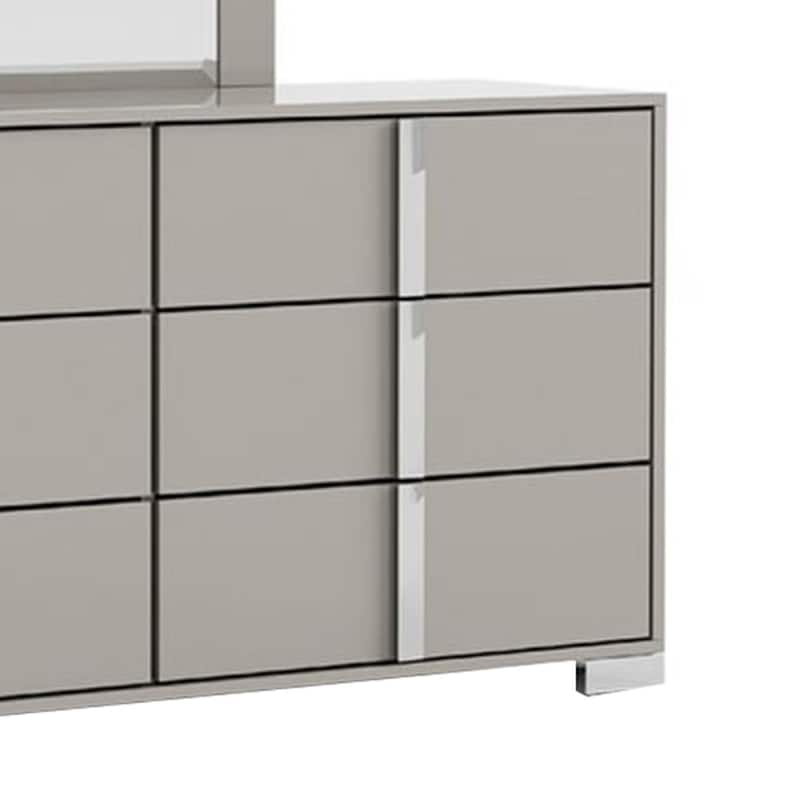 Suni Wide Dresser, Light Taupe Wood with UV Finish, 6 Drawers