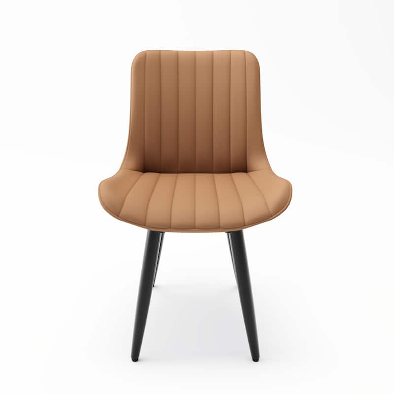 Set of 4 Modern PU Leather Dining Chairs with Thick Cushions Metal Legs, Armless Faux Leather Side Chairs for Kitchen