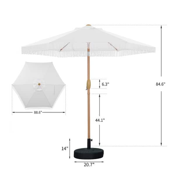 dimension image slide 11 of 16, Autlaycil 7.5FT Solar Patio Umbrella with Base and Tilt,Crank