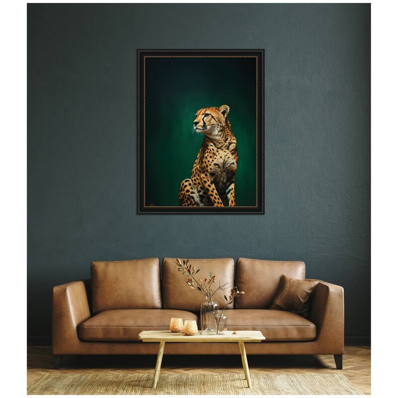 Kate and Laurel Twilight Emerald Green Leopard by The Creative Bunch Studio Framed Wall Art Print