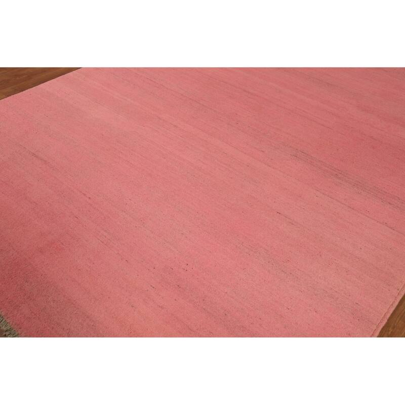 Light Pink Modern Gabbeh Oriental Area Rug Hand-Knotted Wool Carpet - 6'8"x 9'5"