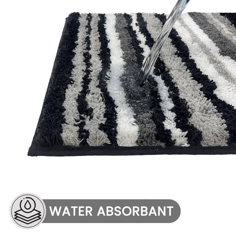 Better Trends Bath Rug 100% Polyester Super Absorbent Anti-Skid TPR Backing Bathroom Rug For Shower,Sink Mats Griffie Collection