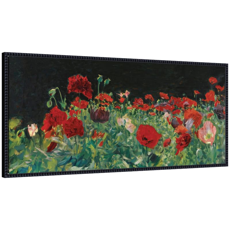 Kate and Laurel Poppies 1886 John Singer Sargent PANEL by Nostalgia Prints Framed Canvas Wall Art Print - 18x40