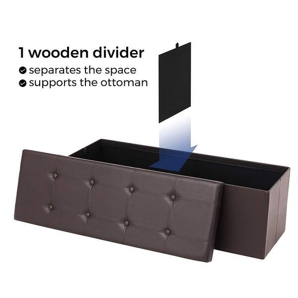 Shop Black Friday Deals On 43 Faux Leather Folding Storage Ottoman Bench Storage Chest Footrest Padded Seat Overstock 28621476