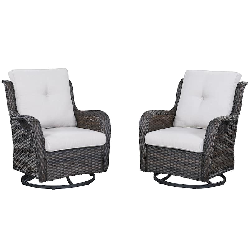 Pocassy Outdoor Wicker Glider Swivel Club Chairs (Set of 2)