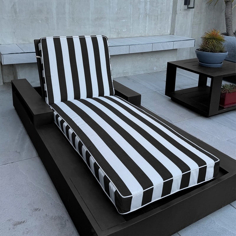 Sherry Kline Indoor/Outdoor Cabana Stripe Chaise Lounge with Contrast Cord