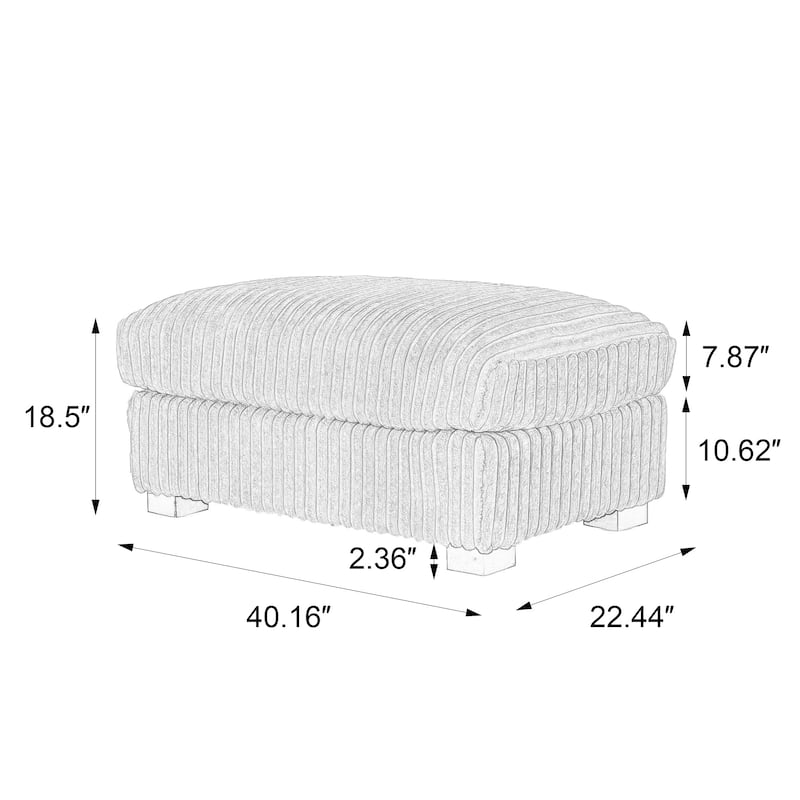 40"W Cotton Flannel Modular Sectional Ottoman