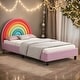 preview thumbnail 2 of 8, Rainbow Upholstered Twin Bed, Colorful & Pink, No Box Spring