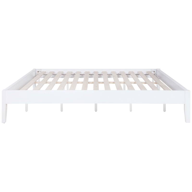 California King Universal Platform Bed in White with Durable Wood Construction