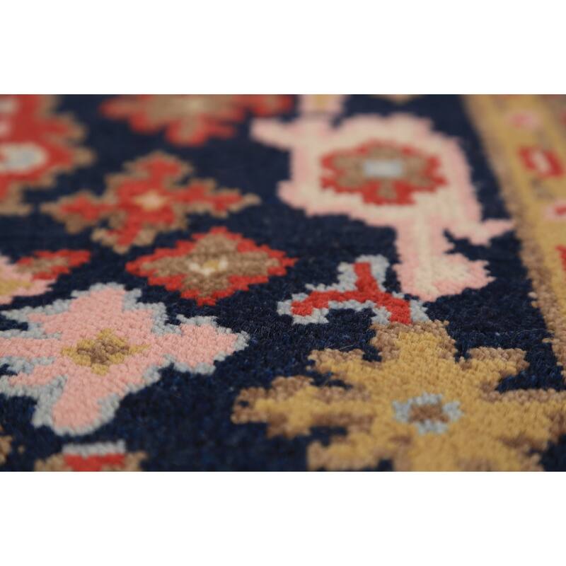 Navy Blue Oushak Indian Foyer Rug Handmade Wool Carpet - 3'0"x 5'3"