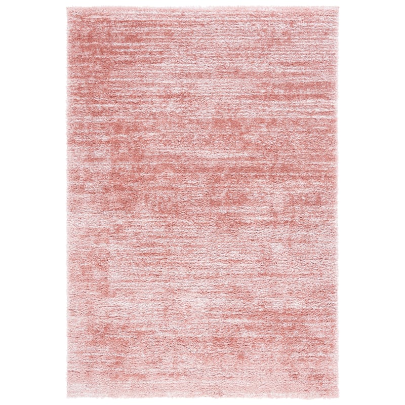 SAFAVIEH Tahoe Shag Yaprak Abstract 1.2-inch Thick Rug - 5' x 7' - Pink/Ivory - Rectangle