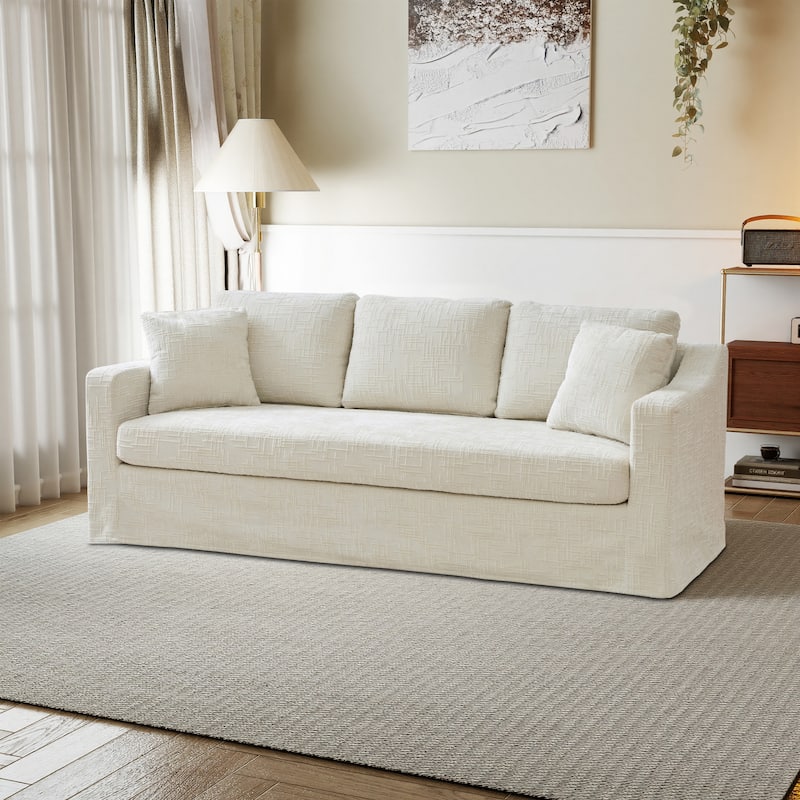 83.9"W Modern Casual Sofa With Removable Upholstery Cover - Beige
