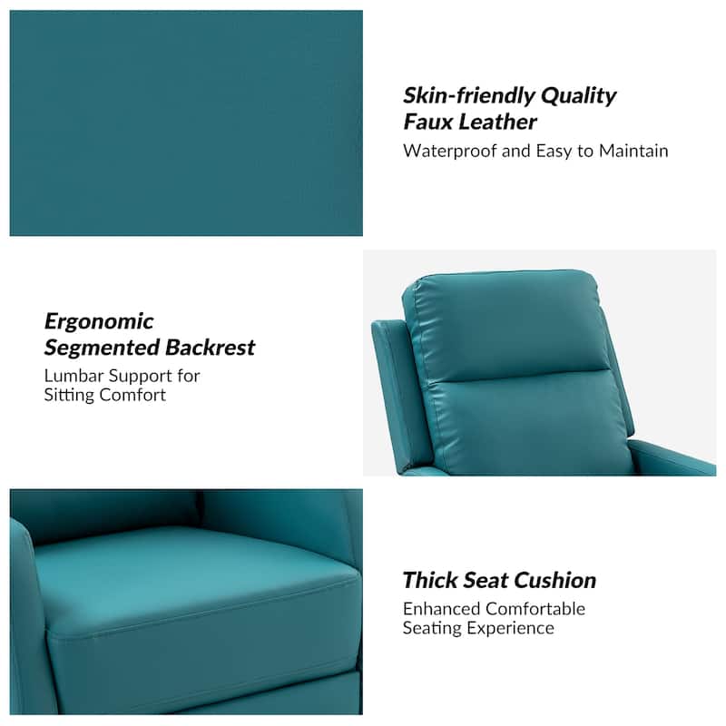 Esteban Modern Faux Leather Manual Rocking Swivel Recliner with Wingback
