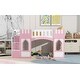 preview thumbnail 14 of 18, Twin Size Low Loft Bed with Side Storage Staircase and Window, Pinewood Frame Playhouse Bed Playful Castle Bed for Children