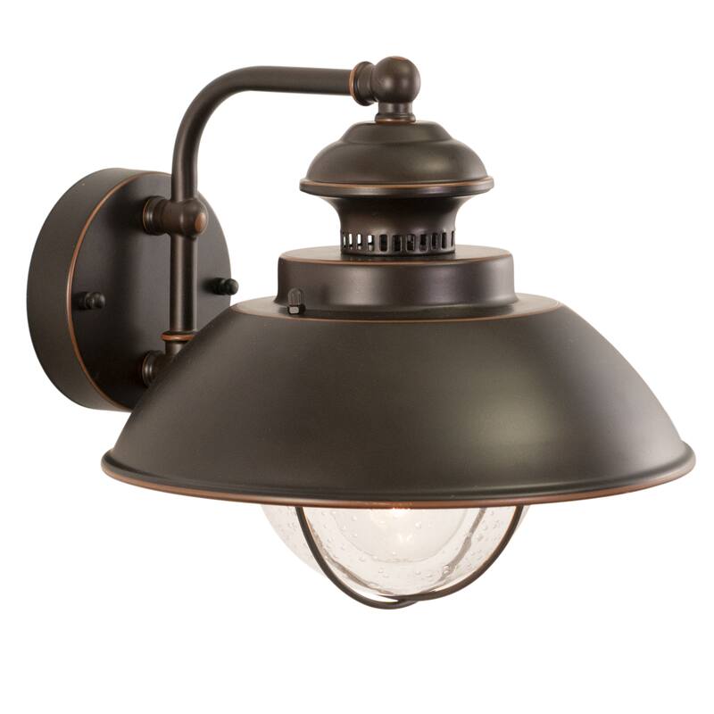 Harwich 1 Light Bronze Coastal Barn Dome Outdoor Wall Lantern Clear Glass - 10-in W x 10.25-in H x 11.5-in D