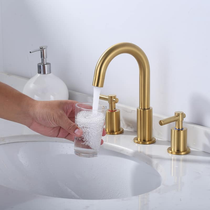 WOWOW Widespread 8 in. Double Handle Bathroom Faucet