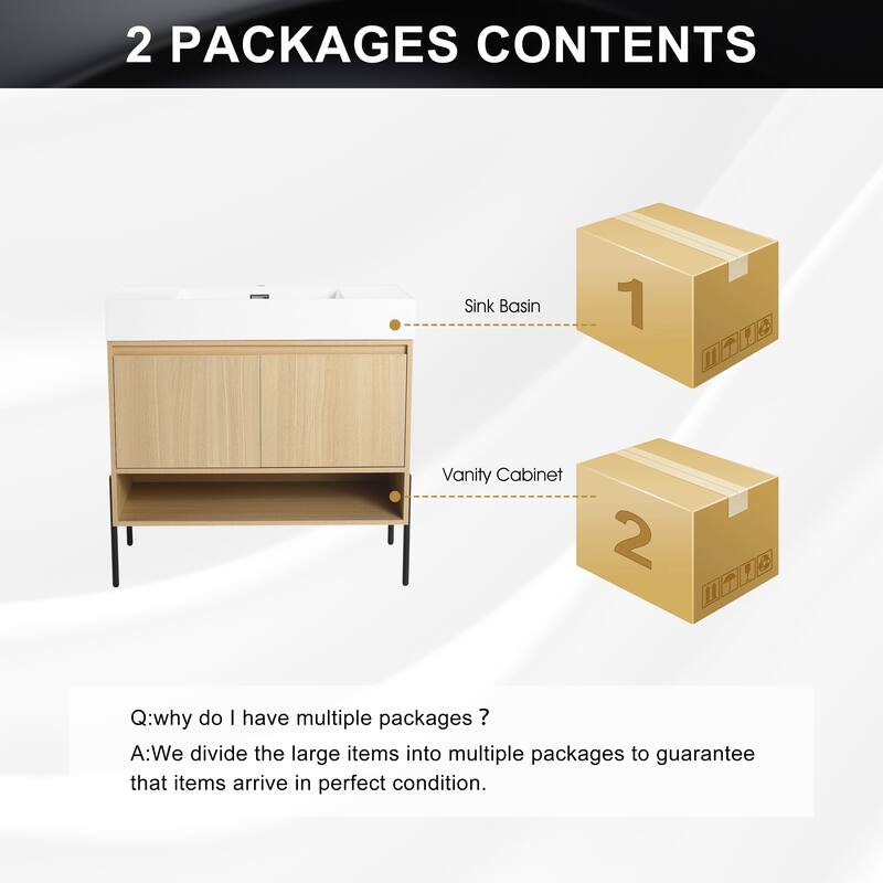 47-Inch Resin Bathroom Vanity with Multi-Layer Solid Wood Frame, Stylish Tripod Design
